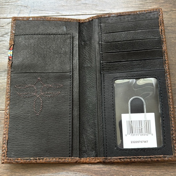 Justin Boots Genuine Leather, RFID,Horsehair braid,Aztec stitching Rodeo bifold - Picture 6 of 10